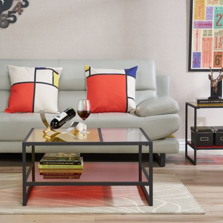 Colorful Glass Rectangle Coffee Table - Colorful Glass Rectangle Coffee Table has a bright color scheme and are full of modern style.